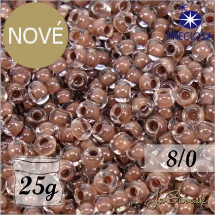 Rokajl Preciosa 8/0 Priehľadná s hnedým prieťahom č.08A19-25g (PR08009)